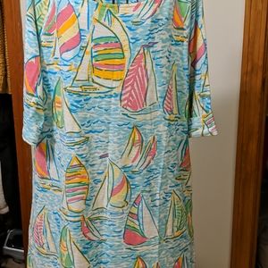 Lilly Pulitzer Multi-Color Sailboat Print Midi Dress